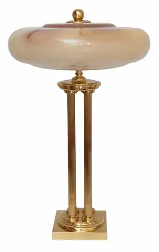 Bankerleuchte Unikat Art Déco Tischlampe Schreibtischlampe "ALPHA" Opalglas 1930