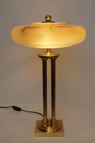 Bankerleuchte Unikat Art Déco Tischlampe Schreibtischlampe "ALPHA" Opalglas 1930