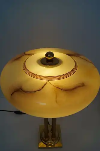 Bankerleuchte Unikat Art Déco Tischlampe Schreibtischlampe "ALPHA" Opalglas 1930