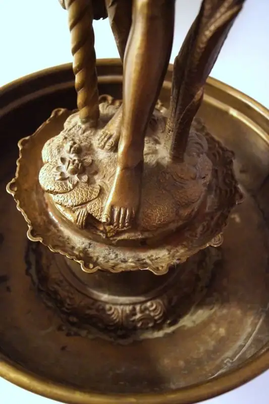 Einzigartige original Jugendstil Figur Bronze Lampe Treppenaufgang Hotel Paris 10