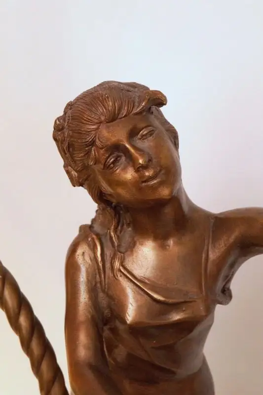 Einzigartige original Jugendstil Figur Bronze Lampe Treppenaufgang Hotel Paris 3