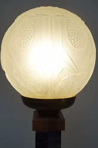 Original Art Nouveau Tischlampe "CHIEN DE LUNE" Lampe Art Déco Paris 1940 Marmor