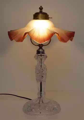 Original Jugendstil Tischlampe Kristall geschliffen 1920 Lampe antik