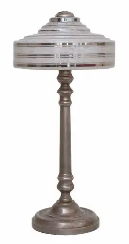 Original Art Deco Bankerlampe Bankerleuchte "SILVER STRIPES" 1930 Lampe antik