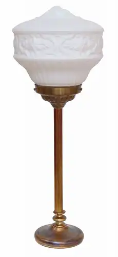 Art Deco Bankiers Lampe Tischlampe Opalglas Messing um 1940 Lampe