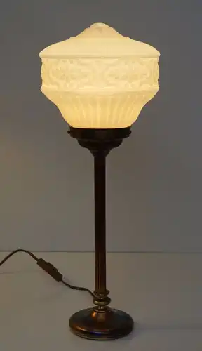 Art Deco Bankiers Lampe Tischlampe Opalglas Messing um 1940 Lampe