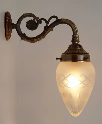 Prachtvolle original Jugendstil Wandleuchte Wandlampe Art Deco um 1920 Messing