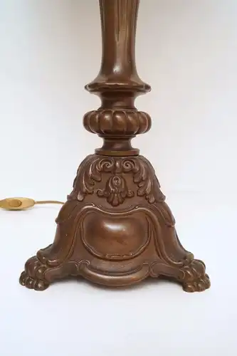 Riesige prachtvolle original Jugendstil Prunkleuchte Tischlampe Bronze 1920