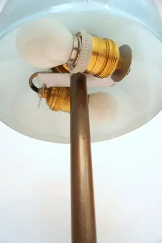 Wunderschöne original Berliner Jugendstil Messinglampe um 1930 Tischlampe Opal