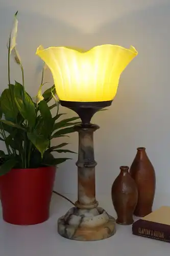 Unikate original Jugendstil Tischleuchte Onyx "LUMIÈRE JAUNE" um 1920