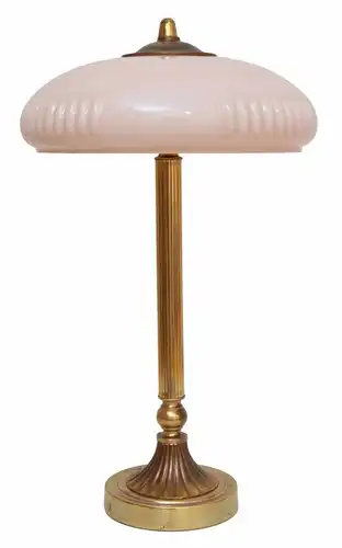 Zierliche Jugendstil Tischleuchte Unikat Messinglampe Berlin Lampe rosa Opalglas