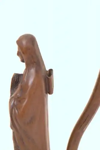 Antike sakrale Jugendstil Tischleuchte Heilige von Lourdes Pilger um 1920