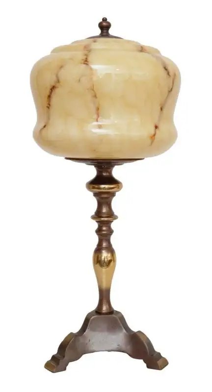 Wunderschöne original Jugendstil Schreibtischlampe Tischleuchte Messing um 1920 0