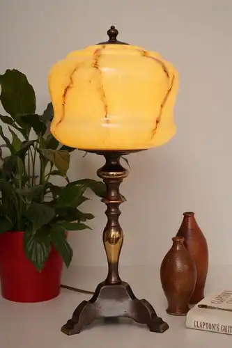 Wunderschöne original Jugendstil Schreibtischlampe Tischleuchte Messing um 1920