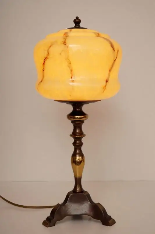 Wunderschöne original Jugendstil Schreibtischlampe Tischleuchte Messing um 1920 2