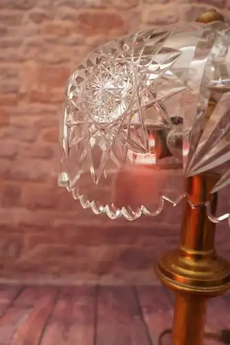 Unikat Jugendstil Design Tischleuchte Tischlampe Kristallglas Messing Berliner
