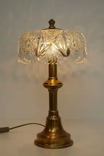 Unikat Jugendstil Design Tischleuchte Tischlampe Kristallglas Messing Berliner