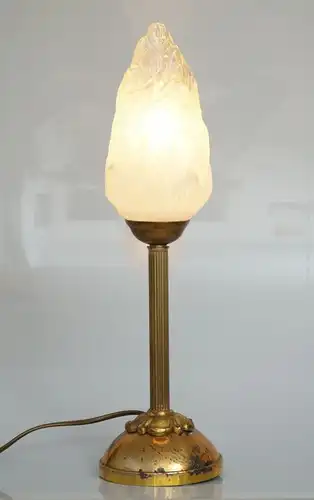 Wunderschöne original Jugendstil Fackel Tischleuchte Flamme Messinglampe