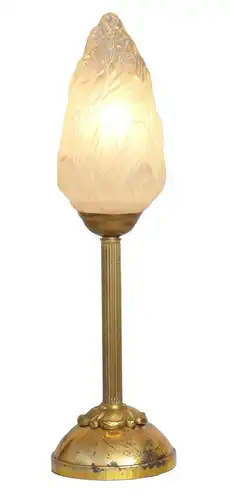 Wunderschöne original Jugendstil Fackel Tischleuchte Flamme Messinglampe