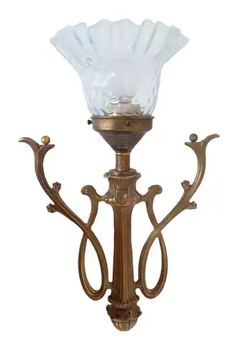 Sehr romantische Jugendstil Wandleuchte Wandlampe original Glas Messing Landhaus