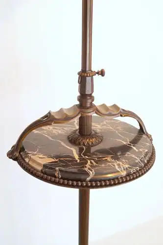 Einmalige original Jugendstil Art Déco Stehlampe Bronze Mamor neuer Schirm