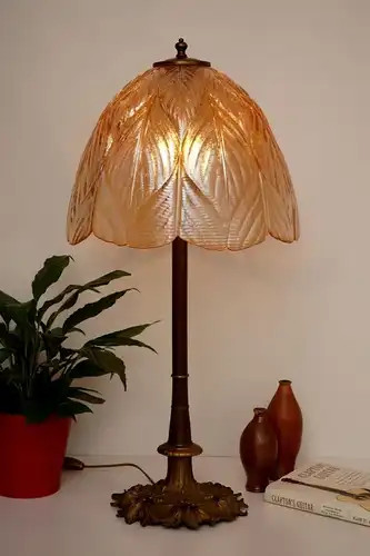 Prachtvolle original Jugendstil Schreibtischlampe Salon Tischlampe 73 cm 1920