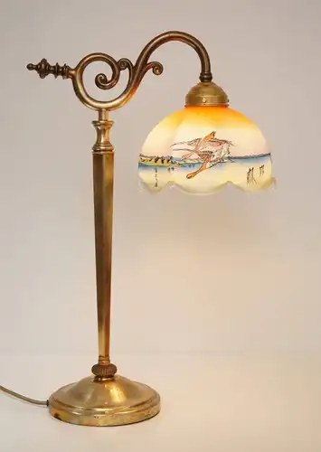 Einmalig schöne original Jugendstil Leselampe Tischleuchte asiatische Glasschirm