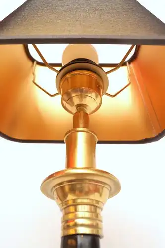 Sehr elegante Jugendstil Art Deco Salonlampe Tischlampe Sideboard Schirm gold