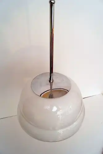 Klassische Bauhaus Art Deco Deckenlampe Chrom Hängeleuchte original Schirm