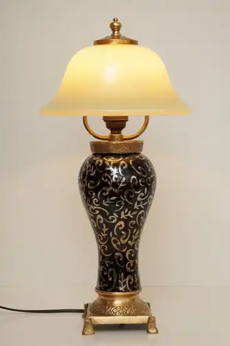 Wunderschöne unikate Jugendstil Tischlampe Nachttisch craqueliertes Glas