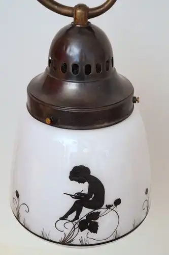 Original Jugendstil Hängeleuchte Scherenschnitt 1910 Messinglampe Deckenlampe