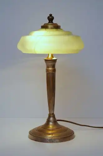 Einzigartige Art Déco Tischleuchte Unikat "GREEN MARBLE" Opalglas 1930