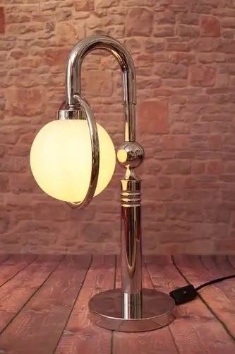 Unikat Design Tischleuchte Chrom Bauhaus Einzelstück Tischlampe Sputnik