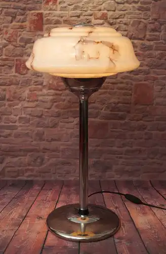 Unikat Art Déco Bauhaus Tischlampe Gropius Chrom Lampe Sammler antikes Opalglas