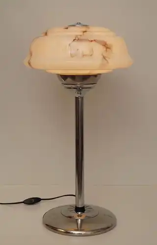 Unikat Art Déco Bauhaus Tischlampe Gropius Chrom Lampe Sammler antikes Opalglas