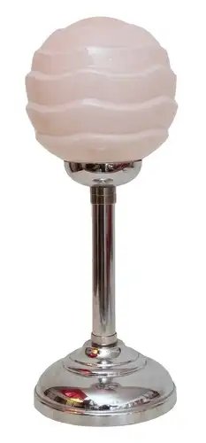 Garantiertes Unikat Bauhaus Art Deco Tischlampe Chrom antkes Opalglas rosa
