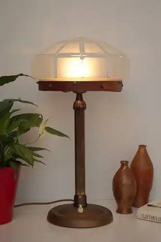 Herrliches Einzelstück orig. Jugendstil Schreibtischlampe Tischleuchte Messing