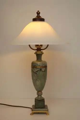 Wunderschöne Marmor Messing Salon Tischlampe Schreibtischleuchte 70er Jahre