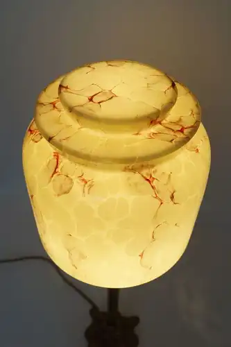 Große original Jugendstil Art Déco Tischleuchte Lampe Messing 1930 Opalglas
