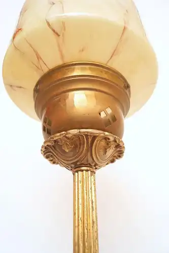Große original Jugendstil Art Déco Tischleuchte Lampe Messing 1930 Opalglas