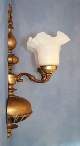 Sehr große original Jugendstil Messing Wandlampe zweiflammig um 1920