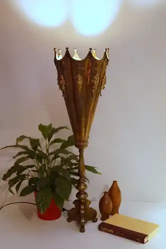 Tolles Unikat Jugendstil Messinglampe Tischleuchte Lampe "GOLDEN UMBRELLA"