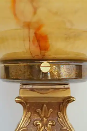 Große unikate Art Déco Tischlampe Messinglampe Schreibtischleuchte Marmor