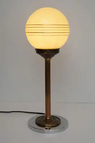 Unikate Art Déco Bauhaus Tischlampe Chrom Lampe antikes Opalglas