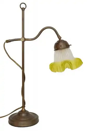 Klassische Jugendstil Kontorleuchte Tischlampe Messinglampe Berlin orig. Schirm