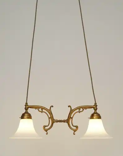 Landhaus Berliner Deckenlampe Hängeleuchte Messing Lampe Messinglampe Opalglas