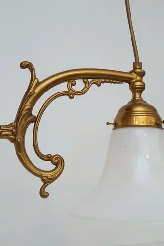 Landhaus Berliner Deckenlampe Hängeleuchte Messing Lampe Messinglampe Opalglas