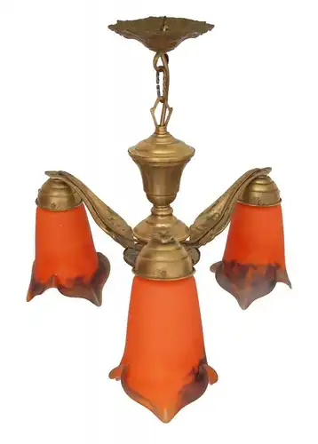 Französische original Jugendstil Deckenlampe Hängeleuchte Art Déco Lampe Messing
