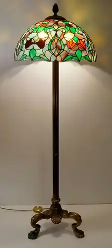 Art Déco Stehlampe Stehleuchte Löwenpranken Messing 146 cm antik