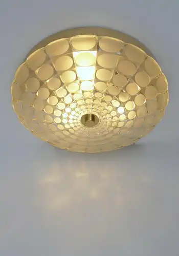 1960er KALMAR Gold Color Art Déco Glas Deckenlampe Vintage Plafoniere Wandlampe